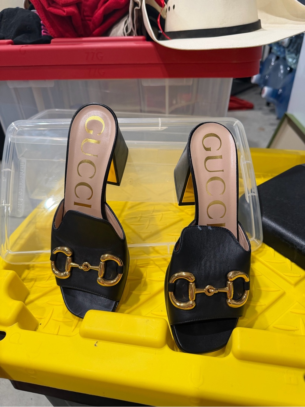 Gucci Black Leather Mules with Gold Horsebit